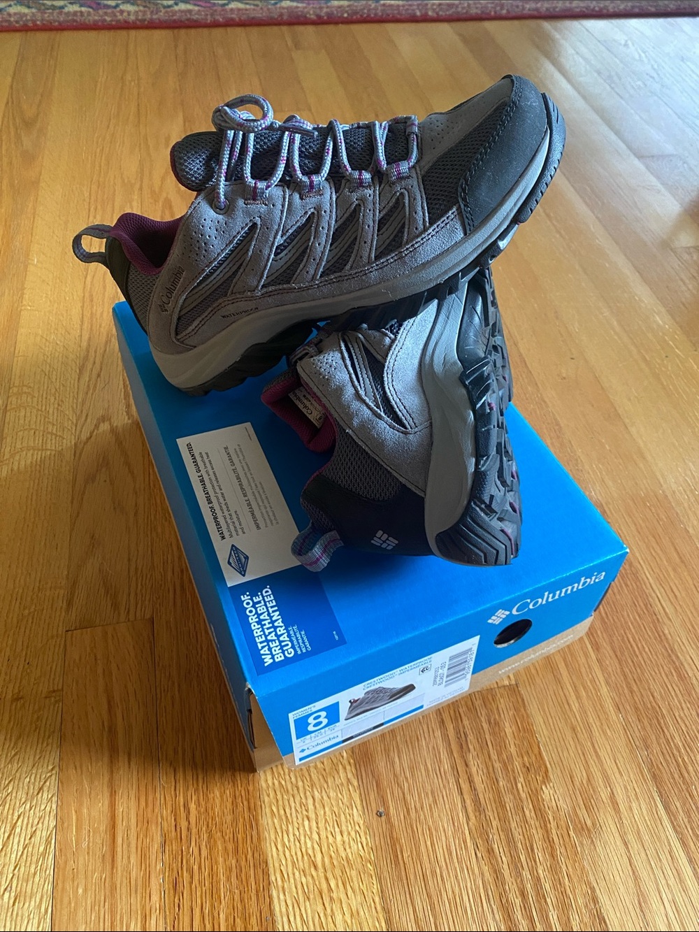 Columbia Crestwood Gray and Purple Trail-Ready Hiking Shoes